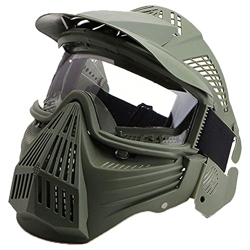 ACEXIER Outdoor-Ausrüstung Vollgesichtsschutz CS Paintball-Maske Feld-Dosen-Beschattung PC-Linse Reiten Airsoft Taktischer Helm (Green) von ACEXIER