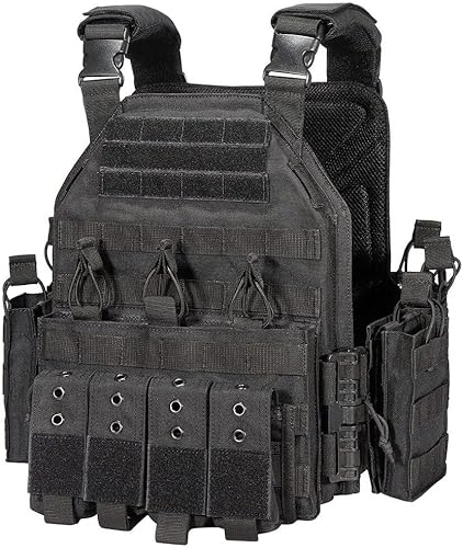 ACEXIER Taktische Weste Platte Träger Jacke Outdoor Jagd Schutz Verstellbare MOLLE Weste CS Kampfzubehör (Black) von ACEXIER