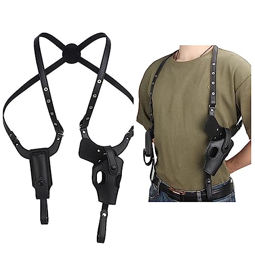 ACEXIER Taktische verdeckte Waffe Holster Militär Leder Schulter Unterarm Pistole Handfeuerwaffen Tragetasche für G17 19 Jagdzugang (Black) von ACEXIER