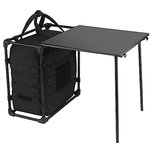 ACEXIER Taktischer Campingtisch Feldbüro Jagd Outdoor Tragbarer Tisch Klappbarer Leichter Langlebiger Legierungsgrill Computertisch (Black) von ACEXIER