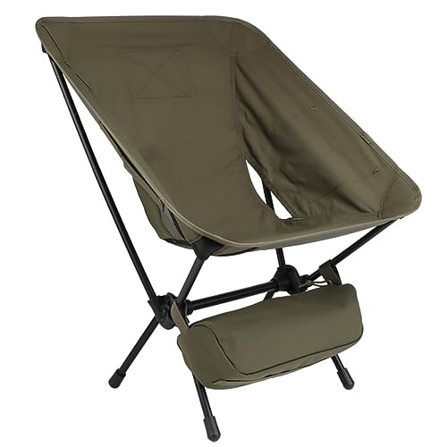 ACEXIER Taktischer Klappstuhl Ultraleicht Tragbarer Angelstuhl Outdoor Camping Strand Wandern Picknick BBQ Sitz mit seitlichen Aufbewahrungstaschen (Green) von ACEXIER