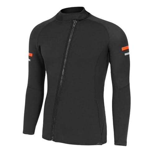 Männer Winddicht Neoprenanzug Oberteile 1.5MM Neoprenanzug Jacke für Wassersport Thermobadeanzug Fitness im Freien (Color : Schwarz, Size : 4XL) von ACKNVHRO