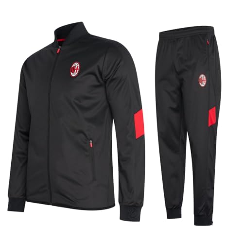 AC Milan trainingsanzug Schwarz/Rot - Size 140 - Trainingsanzuge für Kinder - Jacke und Hose für Fussball Training - AC Mailand von ACM 1899