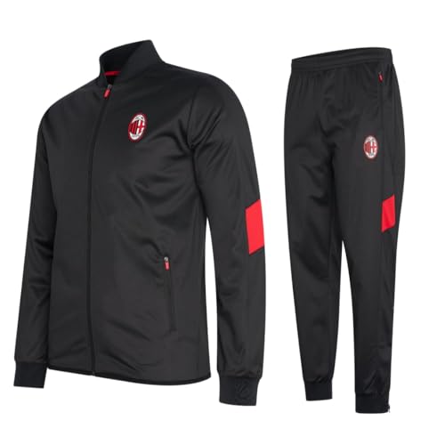 AC Milan trainingsanzug Schwarz/Rot - Size 152 - Trainingsanzuge für Kinder - Jacke und Hose für Fussball Training - AC Mailand von ACM 1899