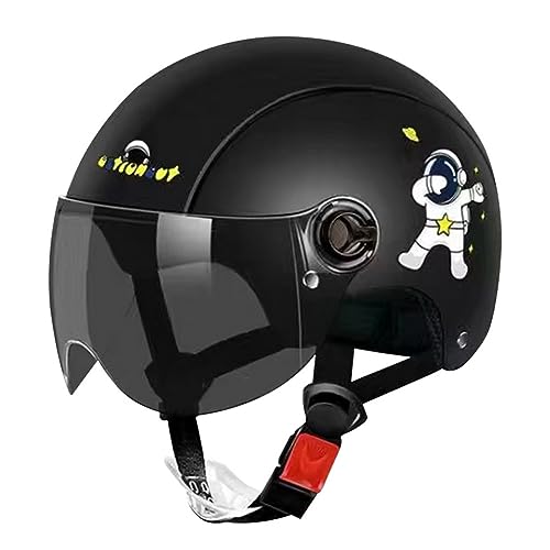 ACMEDE Jethelme Rollerhelm Sturzhelm Cartoon Chopper Helm Teenager Kinder Roller Helm mit Visier Scooter Helm Mofa Helm Fahrradhelm Jethelm Roller Helm 54-60CM von ACMEDE