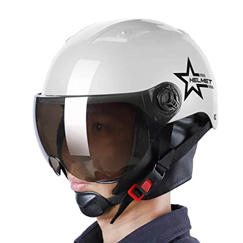 ACMEDE Jethelme Rollerhelm Sturzhelm Chopper Helm mit Visier Sonnenblende für Damen Herren Kinder Jethelm Roller Helm Kids Scooter Helm Schwarz, 54-62CM von ACMEDE