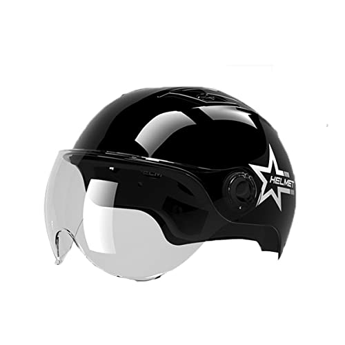 ACMEDE Jethelme Rollerhelm Sturzhelm Chopper Helm mit Visier Sonnenblende für Damen Herren Kinder Jethelm Roller Helm Kids Scooter Helm Schwarz, 54-62CM von ACMEDE