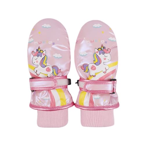 ACMEDE Kinder Skihandschuhe, Einhorn Snowboard Handschuhe wasserdichte und Winddichte Winter Fäustlinge für 2-4-10 Jahre Mädchen Skifahren Snowboard Reiten Laufen Wandern Radfahren (rosa, 2-4 Jahre) von ACMEDE