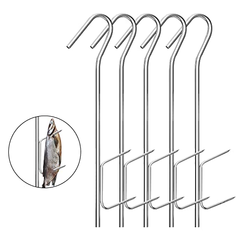 ACONDE Räucherhaken, 5 Stück Stainless Steel Smoking Hooks, zum Aufhängen von Geräuchertem Fisch, Fleisch, Wurst Etc, 21cm von ACONDE