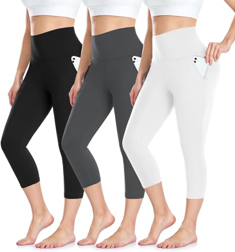 ACTINPUT Capri Leggings Damen 3/4 Caprihose High Waist Schwarz Sport Leggins mit Taschen Elastische Blickdicht Yogahose Sporthose Laufhose Sommer Große Größen Leggings(Schwarz/Dunkelgrau/Weiß,XXL-3XL) ACTINPUT Capri Leggings Damen 3/4 Caprihose High Waist Schwarz Sport Leggins mit Taschen Elastische Blickdicht Yogahose Sporthose Laufhose Sommer Große Größen Leggings(Schwarz/Dunkelgrau/Weiß,XXL-3XL) von ACTINPUT