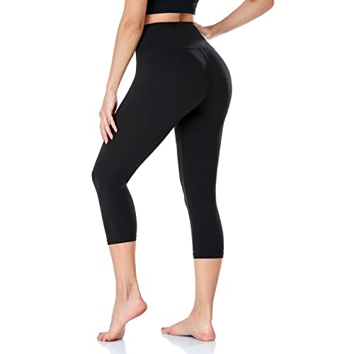 ACTINPUT Capri Leggings Damen 3/4 Caprihose High Waist Schwarz Sport Leggins Elastische Blickdicht Yogahose Sporthose Laufhose Sommer Große Größen Leggings von ACTINPUT