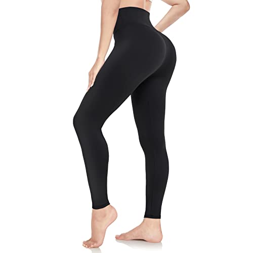 ACTINPUT Leggings Damen High Waist Leggins Blickdicht Schwarz Sportleggings Lang Elastische Yogahose Laufhose Trainingshosen Für Sport Gym Yoga(1er Pack - Schwarz,XXL) von ACTINPUT