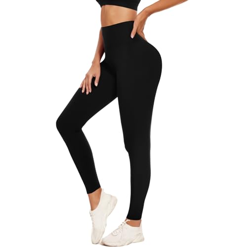 ACTINPUT Leggings Damen High Waist Sport Leggings Blickdicht Schwarz Leggins Elastisch Yogahose Sporthose Laufhose für Sport Gym Fitness(Schwarz,XXL) von ACTINPUT