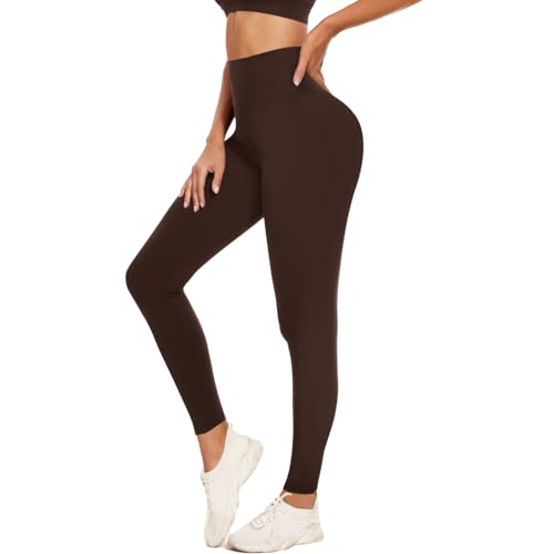 ACTINPUT Leggings Damen High Waist Sport Leggings Blickdicht Elastisch Yogahose Sporthose Laufhose für Sport Gym Fitness(Kaffee,L-XL) von ACTINPUT