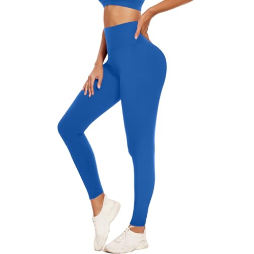 ACTINPUT Leggings Damen High Waist Sport Leggings Blickdicht Elastisch Yogahose Sporthose Laufhose für Sport Gym Fitness(Königsblau,S-M) von ACTINPUT