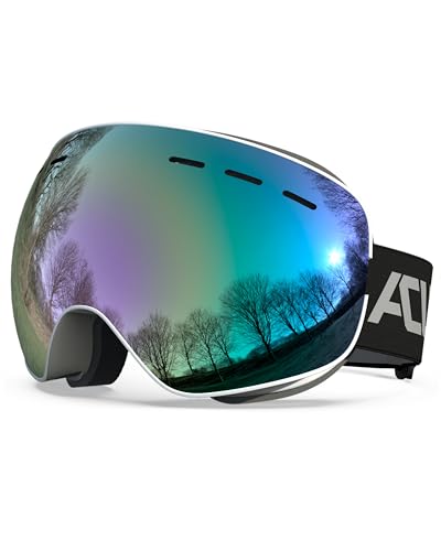 ACURE Skibrille für Damen Herren Kinder, Brillenträger Snowboard Brille Verspiegelt, UV-Schutz Kompatibler Helm Anti Fog Snowboardbrille von ACURE