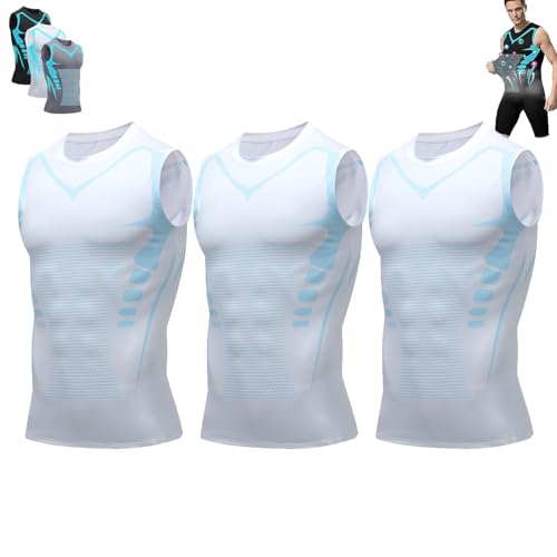 ADFUGE 3PACK SLASHES Compression Shirt, SLASHES Shaping Sleeveless Shirt, Maynox Vest, Ionic Shaping Sleeveless Shirt Men (White,XL) von ADFUGE