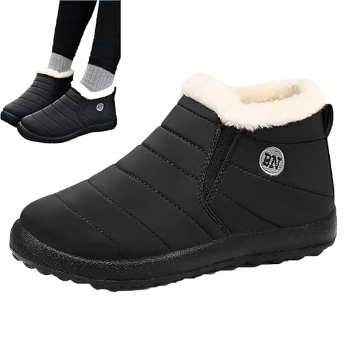 ADFUGE Podojoy Winterstiefel, Podojoy Unisex-Komfortstiefel Für Herbst Und Winter wasserdichte Damen Schuhe Warm Pelz Gefüttert Slip on Schneestiefel (Black,41) von ADFUGE