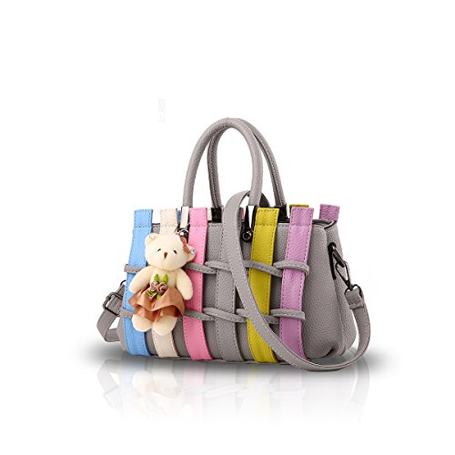ADITAM Damen Mode Bunte Handtasche Crossbody Schulter Geldbörse Tote Einkaufstasche Lange Griffe PU für Damen Hellgrau Double The Comfort ADITAM Damen Mode Bunte Handtasche Crossbody Schulter Geldbörse Tote Einkaufstasche Lange Griffe PU für Damen Hellgrau Double The Comfort von ADITAM