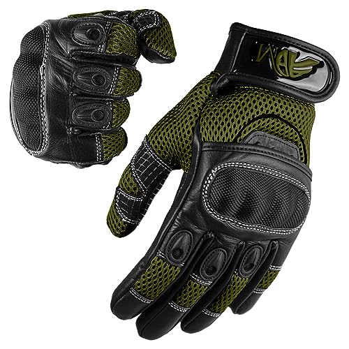 ADM Motorradhandschuhe Leder Damen Frauen CE Geprüft Zertifiziert Taktile Touchscreen Handschuhe Berührung Scooter Motorroller Handschuhe Sommer Jede Jahreszeit, Ref 9001, Kommando Grün Größe L ADM Motorradhandschuhe Leder Damen Frauen CE Geprüft Zertifiziert Taktile Touchscreen Handschuhe Berührung Scooter Motorroller Handschuhe Sommer Jede Jahreszeit, Ref 9001, Kommando Grün Größe L von ADM
