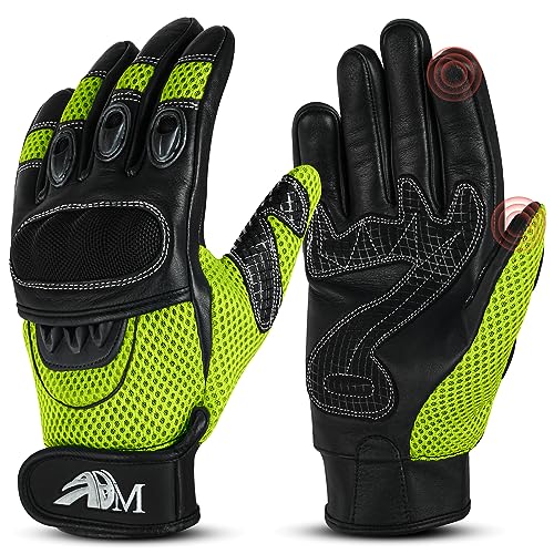 ADM Motorradhandschuhe Leder Herren Männer CE Geprüft Zertifiziert Taktile Touchscreen Handschuhe Scooter Motorroller Handschuhe Sommer Jede Jahreszeit Atmungsaktiv, Ref 9001, Fluoreszierend Größe L ADM Motorradhandschuhe Leder Herren Männer CE Geprüft Zertifiziert Taktile Touchscreen Handschuhe Scooter Motorroller Handschuhe Sommer Jede Jahreszeit Atmungsaktiv, Ref 9001, Fluoreszierend Größe L von ADM