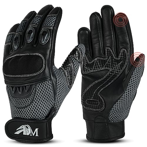ADM Motorradhandschuhe Leder Herren Männer CE Geprüft Zertifiziert Taktile Touchscreen Handschuhe Scooter Motorroller Handschuhe Sommer Jede Jahreszeit Atmungsaktiv, Ref 9001, Grau Größe XXL ADM Motorradhandschuhe Leder Herren Männer CE Geprüft Zertifiziert Taktile Touchscreen Handschuhe Scooter Motorroller Handschuhe Sommer Jede Jahreszeit Atmungsaktiv, Ref 9001, Grau Größe XXL von ADM