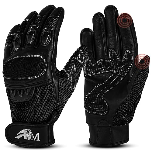 ADM Motorradhandschuhe Leder Herren Männer CE Geprüft Zertifiziert Taktile Touchscreen Handschuhe Scooter Motorroller Handschuhe Sommer Jede Jahreszeit Atmungsaktiv, Ref 9001, Schwarz Größe XL ADM Motorradhandschuhe Leder Herren Männer CE Geprüft Zertifiziert Taktile Touchscreen Handschuhe Scooter Motorroller Handschuhe Sommer Jede Jahreszeit Atmungsaktiv, Ref 9001, Schwarz Größe XL von ADM