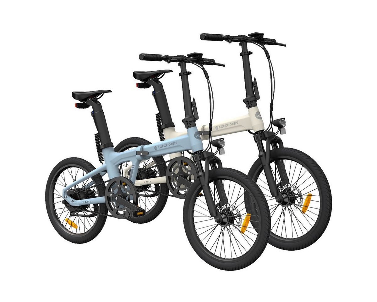 ADO E-Bike 2× Air 20S E-Fahrrad Faltbar, klapprad Riemenantrieb,Citybike, 1 Gang, Hintermotor, (verbesserte Version der Air20), ebike Damen/Herren,StVZO von ADO