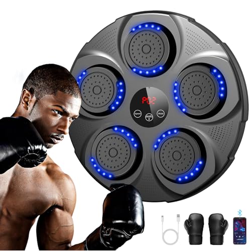 ADSAQOP Boxmaschine mit Musik，Tragbare Elektronische Bluetooth Wand-Boxmaschine für Erwachsene & Kinder, mit Boxhandschuhen, Ideal Boxing Equipment für Heim, Büro, Fitnessstudio von ADSAQOP