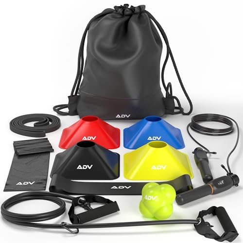 ADV Trainingsset V2: Tennistrainer-Ausrüstung für Tennistraining, Praxis & Übungen – inklusive Zähl-Springseil, Widerstandsbänder, Stretchbänder für Übungen, Tennis-Trainer-Rebound-Ball & Kegel ADV Trainingsset V2: Tennistrainer-Ausrüstung für Tennistraining, Praxis & Übungen – inklusive Zähl-Springseil, Widerstandsbänder, Stretchbänder für Übungen, Tennis-Trainer-Rebound-Ball & Kegel von ADV Tennis