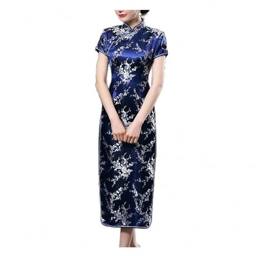 AEETYL Elegantes, langes Cheongsam im ethnischen Stil für Damen mit kurzen Ärmeln, modernes, verbessertes chinesisches Kleid mit Seitenschlitz, Qipao für den täglichen Partys,Style2,L von AEETYL