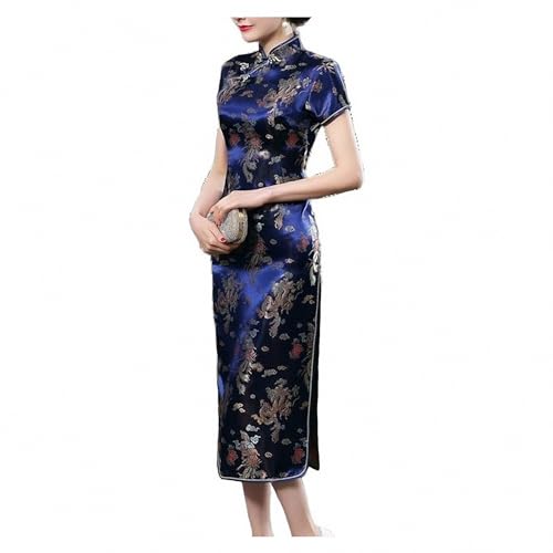 AEETYL Elegantes, langes Cheongsam im ethnischen Stil für Damen mit kurzen Ärmeln, modernes, verbessertes chinesisches Kleid mit Seitenschlitz, Qipao für den täglichen Partys,Style4,5XL von AEETYL