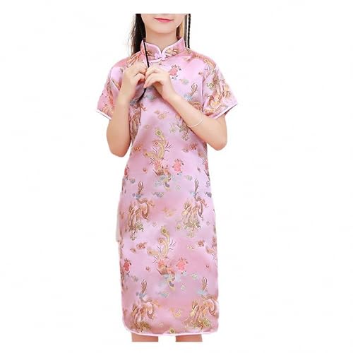 AEETYL Traditionelles Cheongsam für Mädchen im chinesischen Stil mit Phönix-Print, Sommer-Retro-Kleid für die tägliche Geburtstagsfeier von Kindern,Style1,100cm von AEETYL