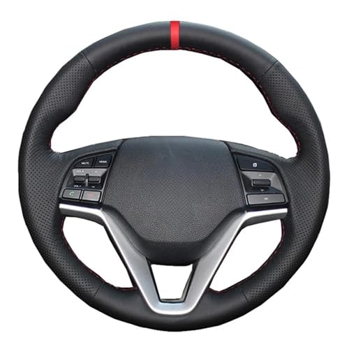 AEPYITCE Lenkradbezug fürs Auto Schwarzer Auto-Lenkradbezug zum Selbermachen, Kunstleder, Für Hyundai Tucson 3 2015–2019 Funda Volante von AEPYITCE