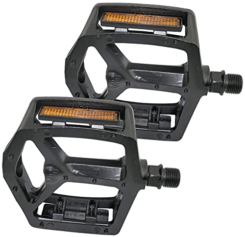 AERZETIX - C47193 - Paar rutschfeste Pedale für fahrräder mit Reflektoren - aus Metall - 125mm /103mm /20mm - schwarz von AERZETIX