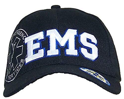 bestickt schwarz EMS Medical Shadow Baseball Style Cap Hat von AES