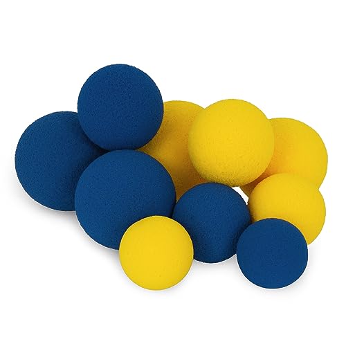 10er Set AFH Schaumstoffbälle Senso Deluxe ohne Beschichtung gelb und blau | Verschiedene Durchmesser | Softbälle | Spielbälle von AFH Webshop