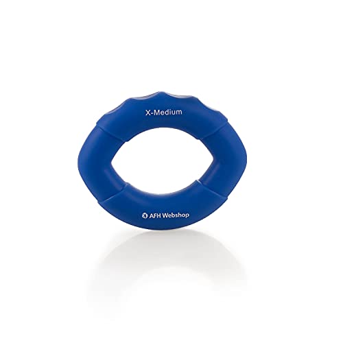 AFH Webshop Silikon Handtrainer und Fingertrainer | EasyFlex Premium Qualität | ergonomischer Fingertrainer Ring | Greifkraft Griffkraft Trainer (Länge: 10 cm, blau | leicht-mittel) von AFH Webshop