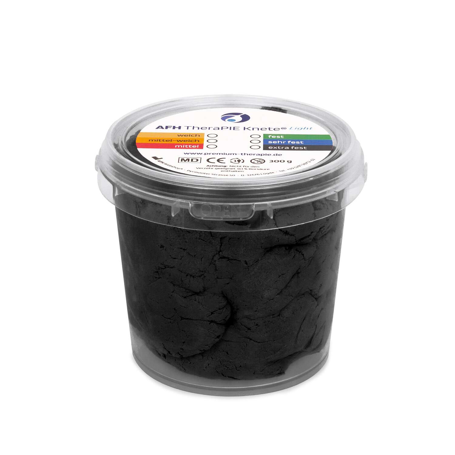 AFH Webshop Therapieknete "Light", Schwarz, extra fest, 12x12x11 cm, 300 g AFH Webshop Therapieknete "Light", Schwarz, extra fest, 12x12x11 cm, 300 g von AFH Webshop