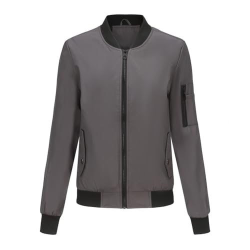 AGALUS Frühling Und Herbst Dünne Fliegerjacke Damen Casual Langarmjacke Damen Lose Stehkragen Baseballjacke,Farbe3,L von AGALUS