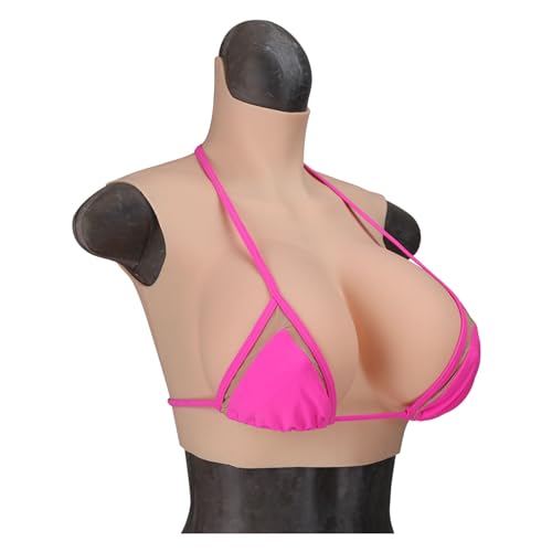 AGGBDYXO Crossdresser Silikon Brustplatte 6. hohen Hals Stil Brust Formen weichen B-G Cup gefälschte Brüste für Transgender Drag Queen,Color 2,C Cotton von AGGBDYXO