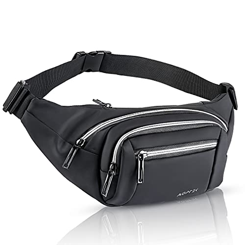 AGPTEK Bauchtasche Sport Herren Damen, Hüfttasche Wasserdicht mit reflektierendem Band, Reißverschluss, 5 Taschen, großes Fassungsvermögen, Verstellbarer Laufgürtel für Outdoor, Wandern, Urlaub, von AGPTEK