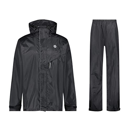 AGU Essential Passat Regenanzug, Regenkleidung Fahrrad Herren & Damen, Wasserdicht & Reflektierend, 100% Recyceltes Polyester, Unisex - M - Schwarz von AGU