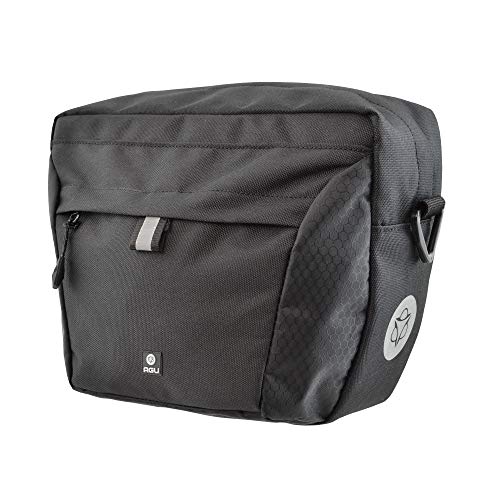 AGU Performance DWR Lenkertasche Fahrrad, 4L Fahrradtasche Lenker, Wasserabweisend, Reflektierend, 100% Recyceltes Polyester - Schwarz von AGU