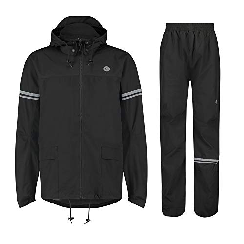 AGU Essential Original Regenanzug, Regenkleidung Fahrrad Herren & Damen, Wasserdicht & Winddicht, Reflektierend, 100% Recyceltes Polyester, Unisex - S - Schwarz von AGU