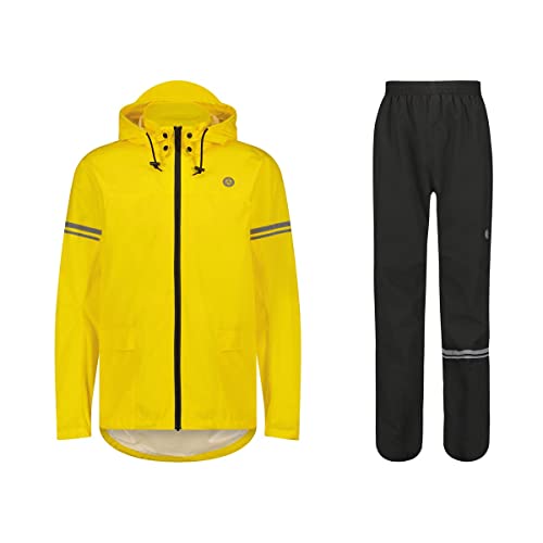 AGU Essential Original Regenanzug, Regenkleidung Fahrrad Herren & Damen, Wasserdicht & Winddicht, Reflektierend, 100% Recyceltes Polyester, Unisex - XXL - Gelb von AGU