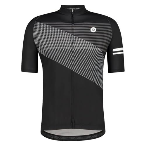 AGU Striped Fahrradtrikot Essential Herren, Atmungsaktive Radtrikot, Schnell Trocknend Material, Fahrradbekleidung für Männer, aus 100% Polyester, Schwarz - M von AGU