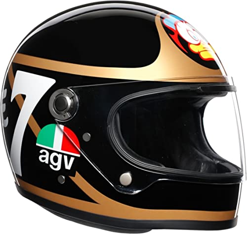 AGV Herren X3000 Barry Sheene Integralhelm Motorrad Helm, schwarz/Gold, L von AGV