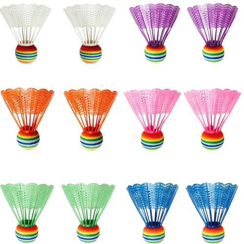 12 Stück Federball, Federbälle Aus Kunststoff, Badminton Bälle, Federball, Federball Set, Nylon Federbälle Langlebige Badmintonbälle Set Kinder Für Anfänger Und Professionelles Spielen Badmintonbälle von AHEJIOO