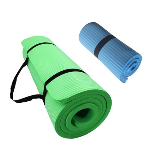 Extra Dicke, ReißFeste Allzweck-Yogamatte mit Hoher Dichte und Knieschoner mit Tragegurt(Green,72 * 32inch-10mm) von AHTCPO